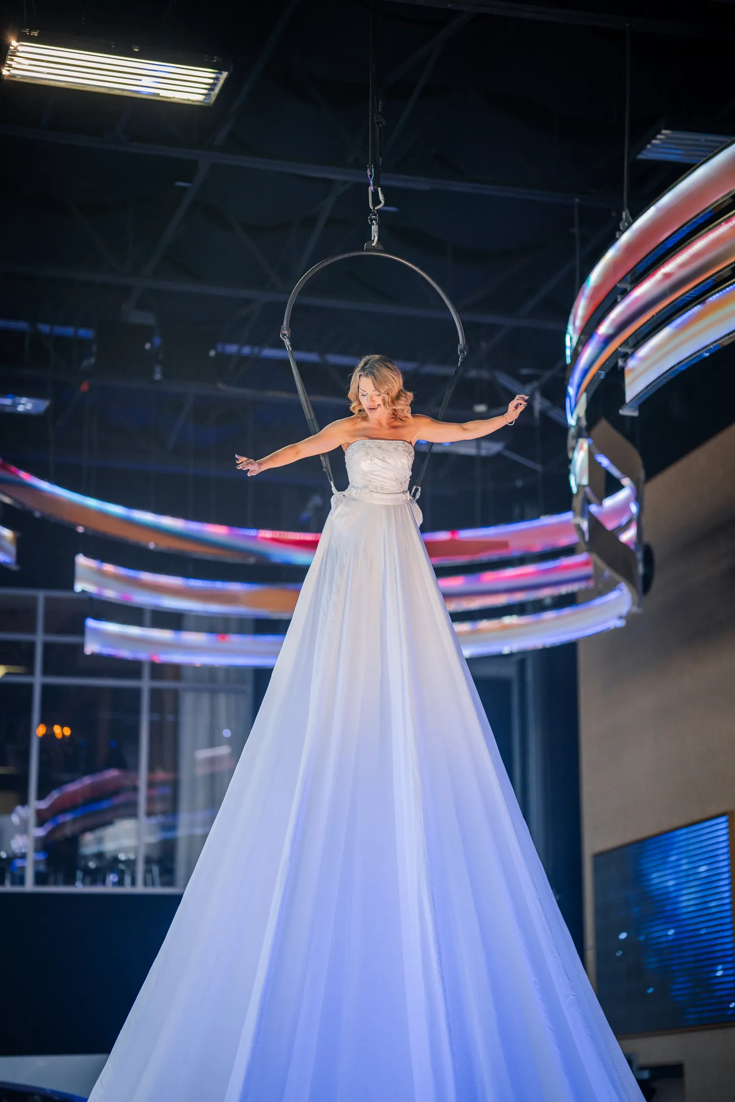 Performance aérienne lors d'une soirée